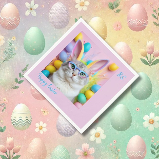 Whimsischer Osterkatze mit sonnigen Ohren Serviette (Von Creator hochgeladen)