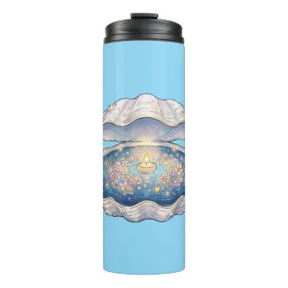 Whimsischer Pastell-Auster-Schalen-Magie-Kerzen-Th Thermosbecher