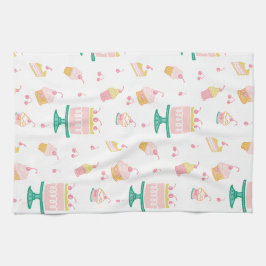 Whimsischer Pink Cake und Cupcakes Geschirrtuch