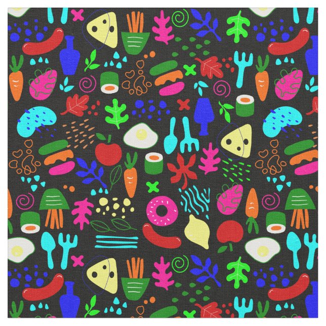 Whimsischer Pop Art Sushi Stoff (Nahaufnahme)