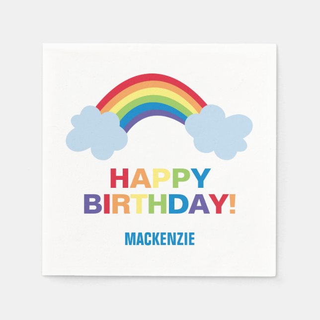 Whimsischer Regenbogen Personalisiert Geburtstag N Serviette (Vorderseite)
