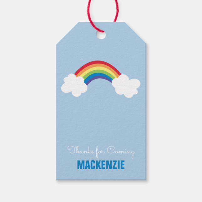 Whimsischer Regenbogen Personalisiert Geburtstagsg Geschenkanhänger (Vorderseite)