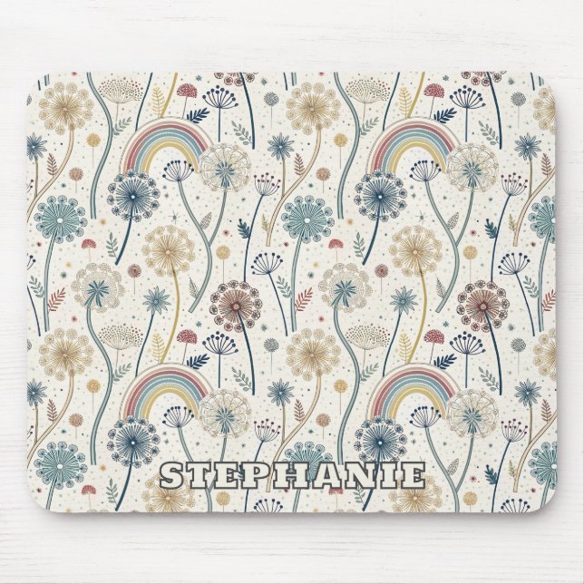 Whimsischer Regenbogen und botanische Lüsterne (2) Mousepad (Vorne)
