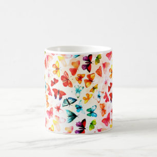 Whimsischer Regenbogenwald Butterfly Wasserfarbe Kaffeetasse