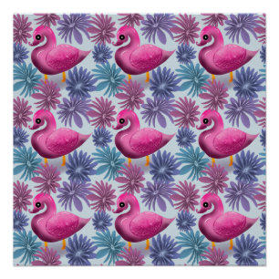 Whimsischer Rosa Schwan: Pastell-Blumen-Traum-Must Poster