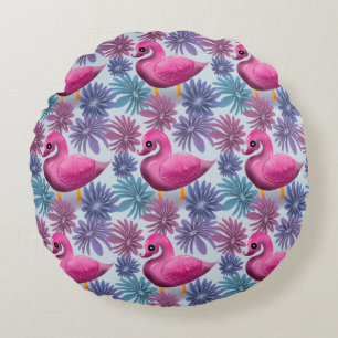 Whimsischer Rosa Schwan: Pastell-Blumen-Traum-Must Rundes Kissen