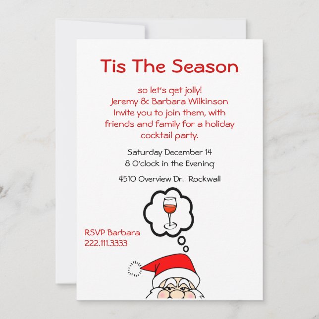 Whimsischer Santa Holiday Cocktail Party Einladung (Vorderseite)