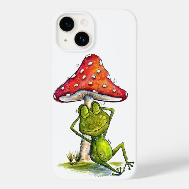 Whimsischer Schlaffrosch unter einem Pilz Case-Mate iPhone 14 Hülle (Rückseite)
