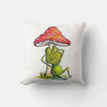 Whimsischer Schlaffrosch unter einem Pilz
