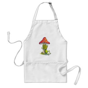 Whimsischer Schlaffrosch unter einem Pilz Schürze