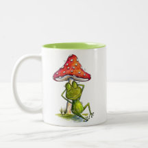 Whimsischer Schlaffrosch unter einem Pilz