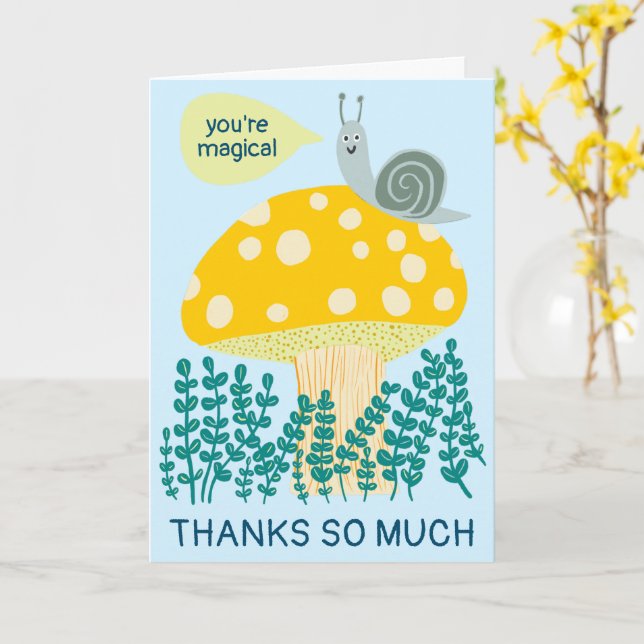 Whimsischer Schnecke auf Magischen Pilz CUSTOM Dan Karte (Gelbe Blume)