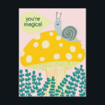 Whimsischer Schnecke auf Magischen Pilz Niedlichen Postkarte<br><div class="desc">Anpassbare Karte,  Fügen Sie Ihren eigenen Text auf der Rückseite oder vor der Karte hinzu. Karo meinen Shop für mehr Designs oder lass mir wissen,  ob Sie etwas Angewohntes wollen.</div>