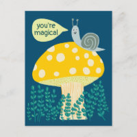 Whimsischer Schnecke auf Magischen Pilz Niedlichen