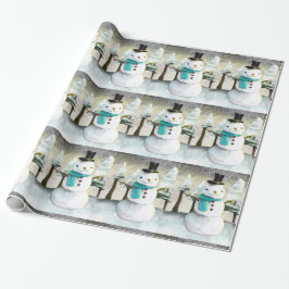 Whimsischer Schneemann im Winter Weihnachtsmuster Geschenkpapier