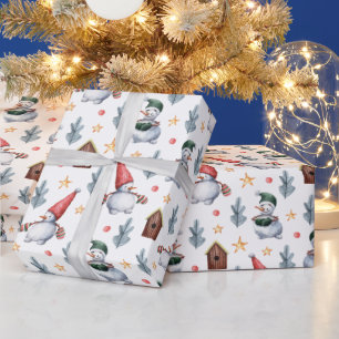 Whimsischer Schneemann Weihnachten Geschenkpapier