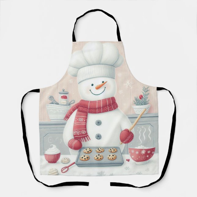 Whimsischer Schneemann Weihnachtsfeier Schürze - F (Vorderseite)