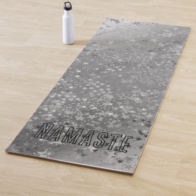 Whimsischer Silberstars Glitzer Personalisiert Yogamatte (Beispiel)