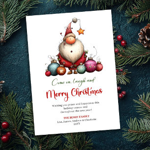 Whimsischer skurriler Weihnachtsmann Minimalistisc Feiertagskarte