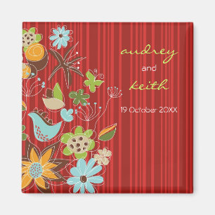 Whimsischer Sommergarten Rote Flora Save the Date Magnet