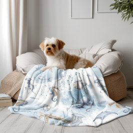 Whimsischer Unterwasserwelt - Muster für Meeresleb Fleecedecke