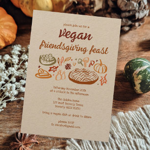 Whimsischer VEGANER Erntedank Friendsgiving Kraft Einladung