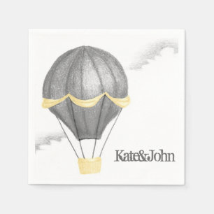 Whimsischer Vintager Heißluftballon Serviette