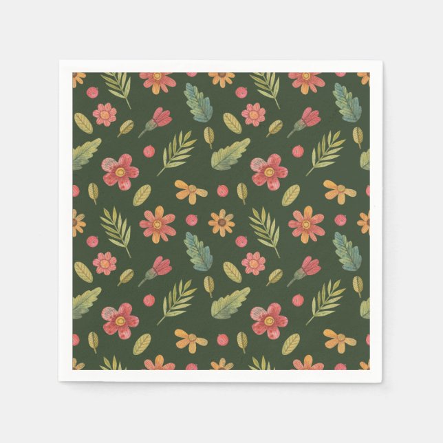 Whimsischer Wald Blume Serviette (Vorderseite)