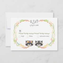Whimsischer Wald Raccoons Rustic Wedding RSVP Karte
