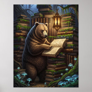 Whimsischer Waldbär Magische Fantasie Poster