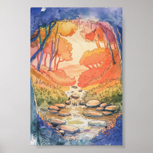 Whimsischer Waldstrom Poster