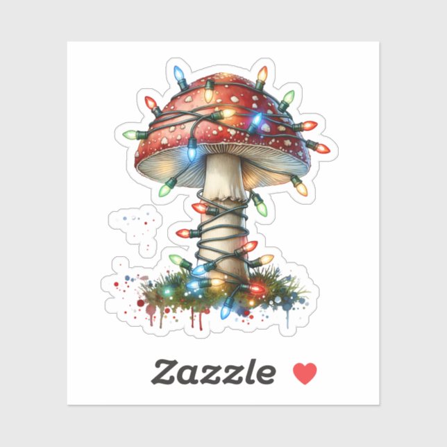 Whimsischer Wasserfarbe Vintag Pilz Weihnachten Aufkleber (Blatt)