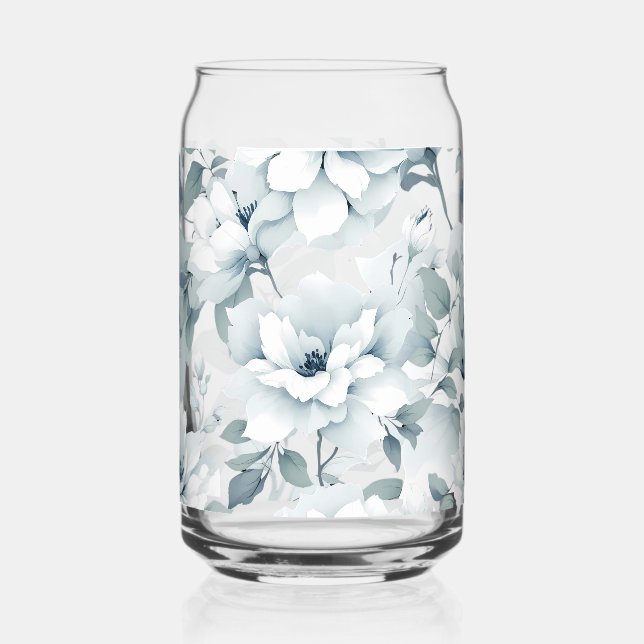 Whimsischer Wasserfarben Garten Blumenmuster Dosenglas (Vorderseite)