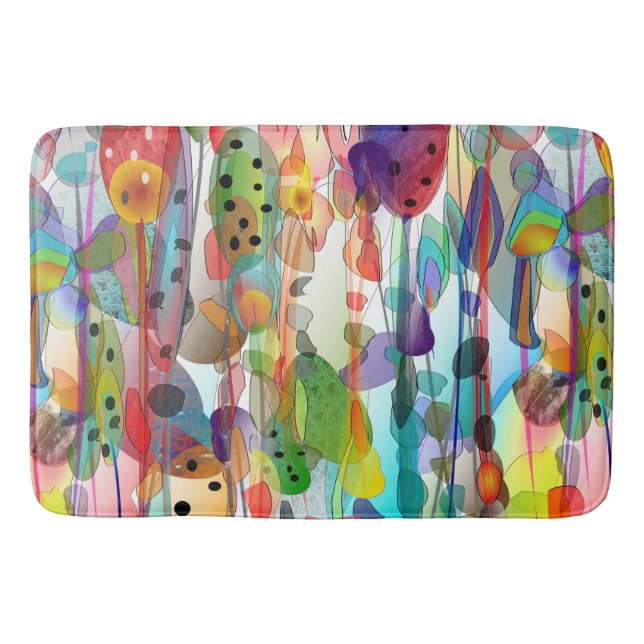 Whimsischer Wasserfarbenfloral Art Badematte (Vorderseite)