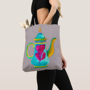 Whimsischer Wasserfarbenteapot Tasche