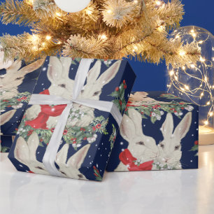Whimsischer Weihnachten Bunny Rabbits Snow Winter Geschenkpapier