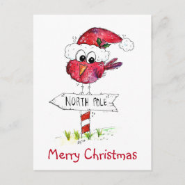 Whimsischer Weihnachtsbird Postkarte