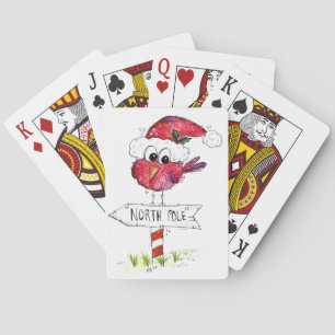 Whimsischer Weihnachtsbird Spielkarten