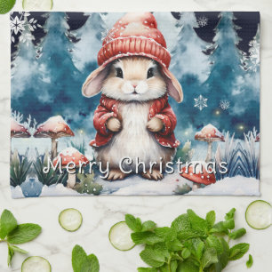 Whimsischer Weihnachtsbunny Geschirrtuch