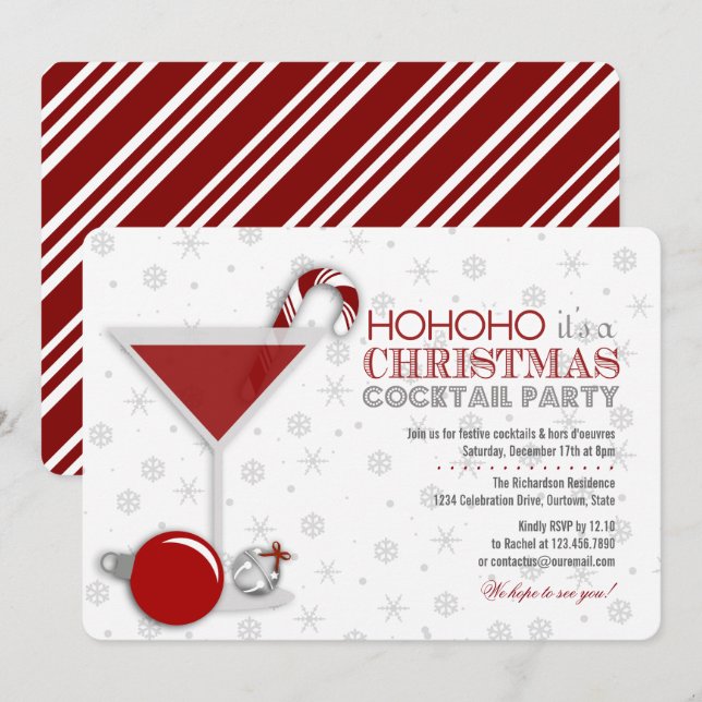 Whimsischer Weihnachtscocktail Party Einladung (Vorne/Hinten)