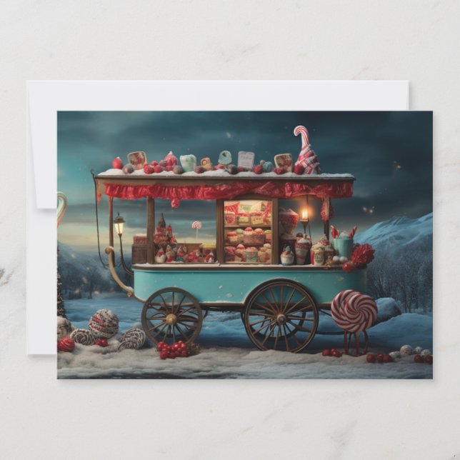 Whimsischer Weihnachtscreme Cart 1 Feiertagskarte (Vorderseite)
