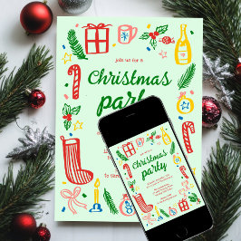 Whimsischer Weihnachtsfeier Niedliche Custom Einladung