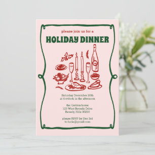 Whimsischer Weihnachtsfest Abendessen Party CUSTOM Einladung