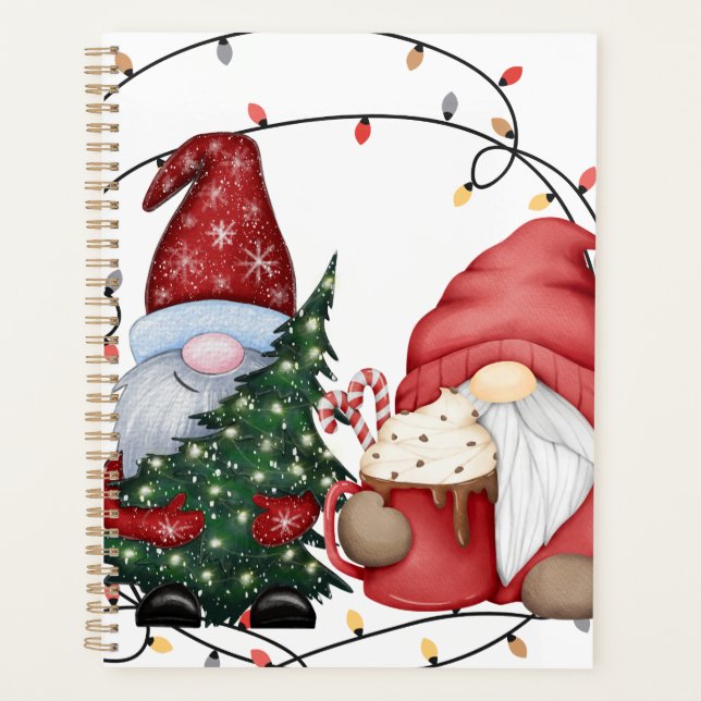 Whimsischer Weihnachtsgnomen Skandinavischer Feier Planer (Vorderseite)