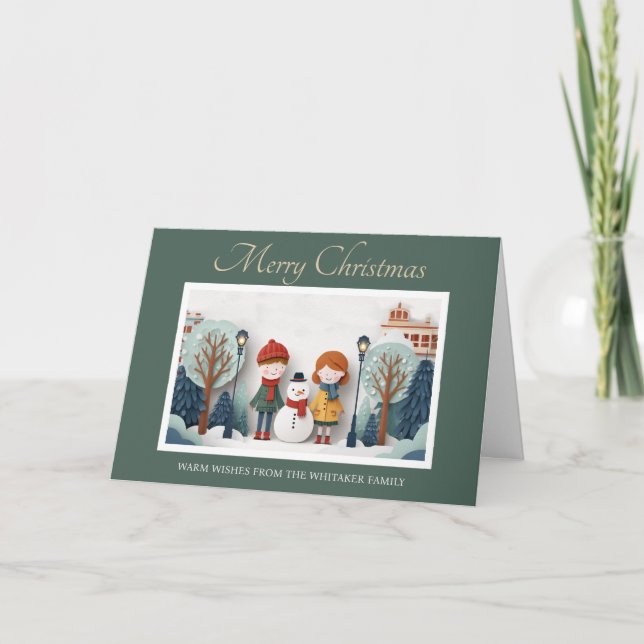 Whimsischer Weihnachtskarte mit geschnittenem Papi Dankeskarte (Vorderseite)