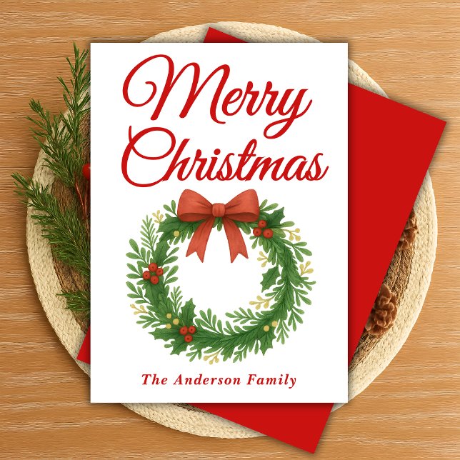 Whimsischer Weihnachtskranz mit Ribbon Feiertagskarte (Von Creator hochgeladen)