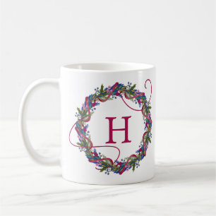 Whimsischer Weihnachtskranz Urlaubstag Kaffeetasse