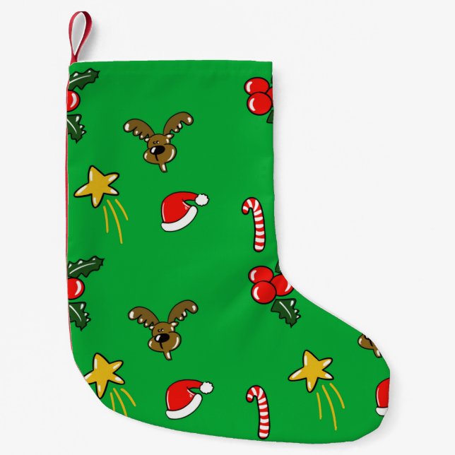 Whimsischer Weihnachtsmuster-Strumpf - Candy Canes Kleiner Weihnachtsstrumpf (Vorderseite)