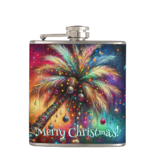 Whimsischer Weihnachtspalme Tree Tropical Beach Vi Flachmann