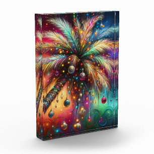 Whimsischer Weihnachtspalme Tree Tropical Beach Vi Fotoblock